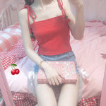 Knitted cherry suspender top PL20519