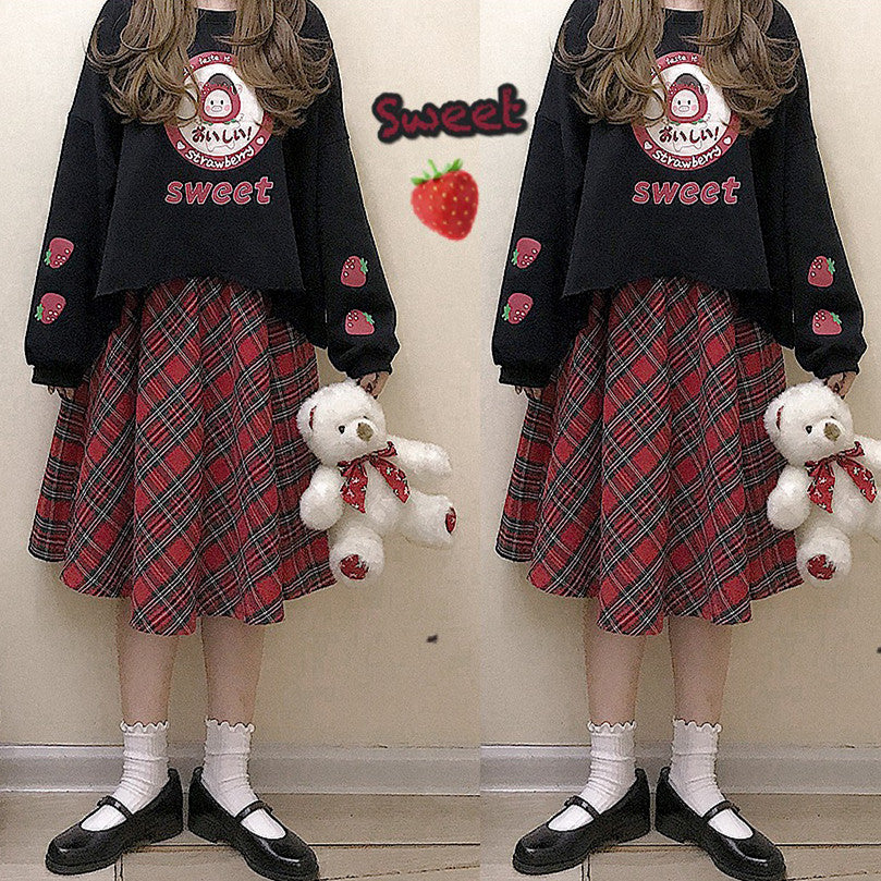 Red plaid skirt PL21118