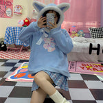 Blue cartoon print Hoodie  PL52809