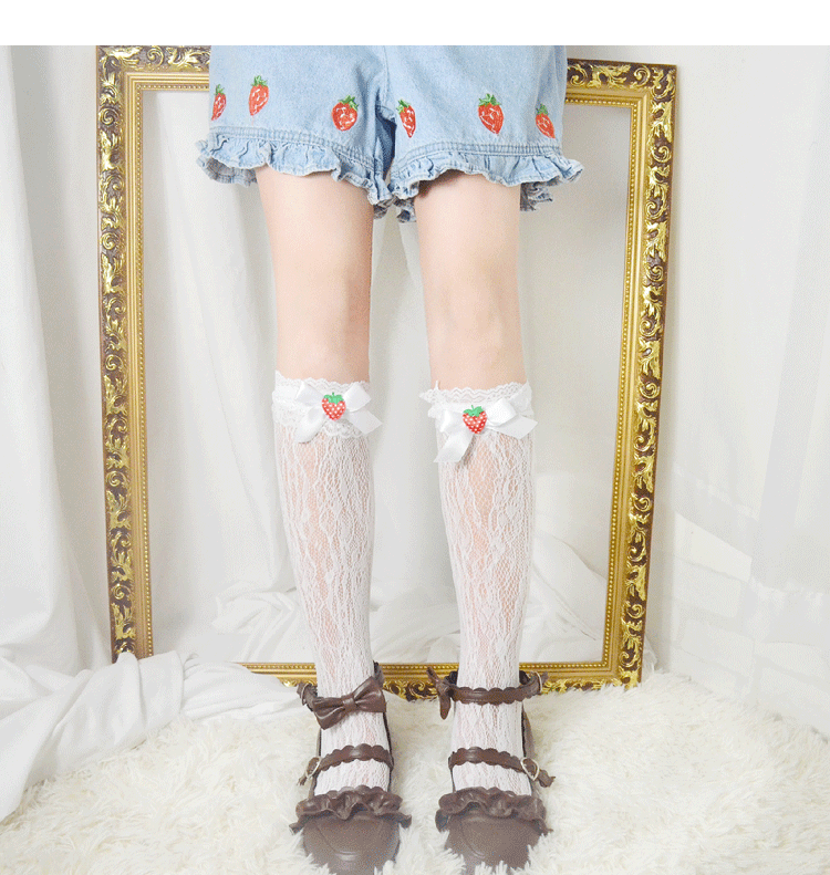 Japanese lace strawberry calf socks PL10145