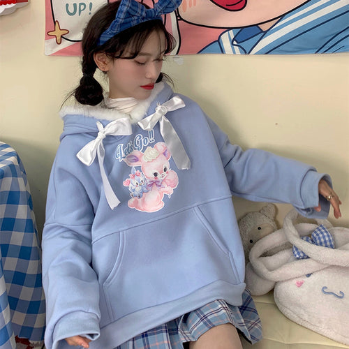 Blue cartoon print Hoodie  PL52809