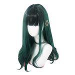 Green long curly wig PL50379