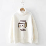 High collar milk box sweater PL20857