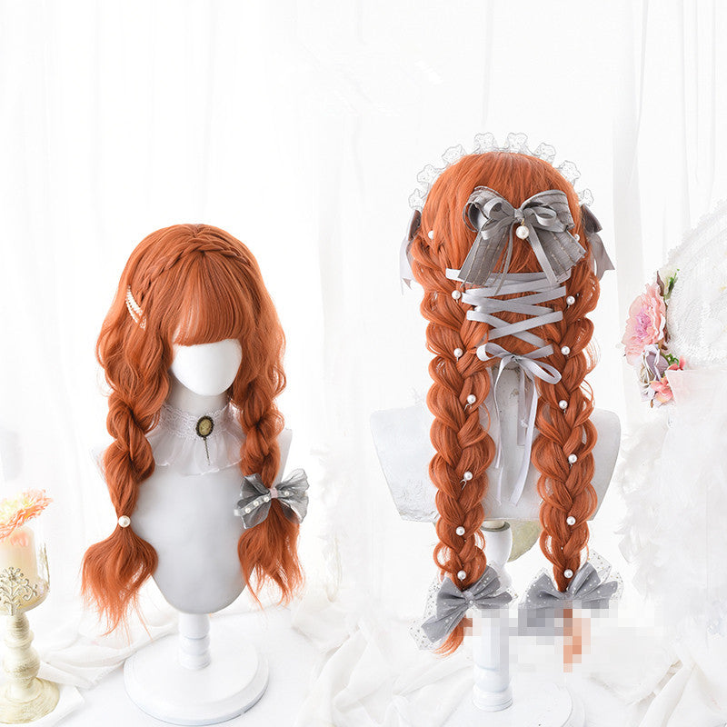 Lolita orange long roll wig PL20291