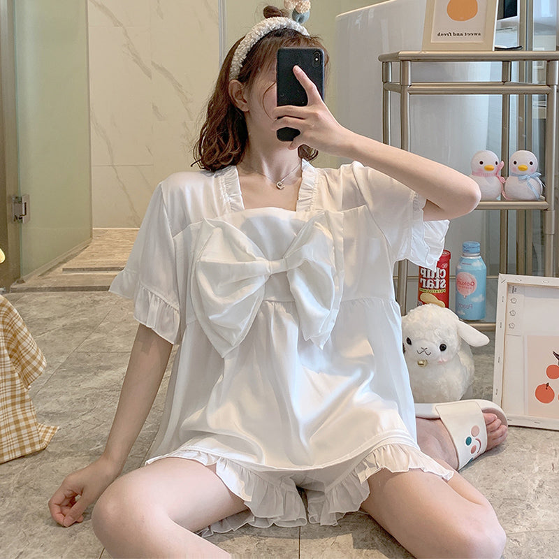 Summer bow top + shorts pajamas PL51498