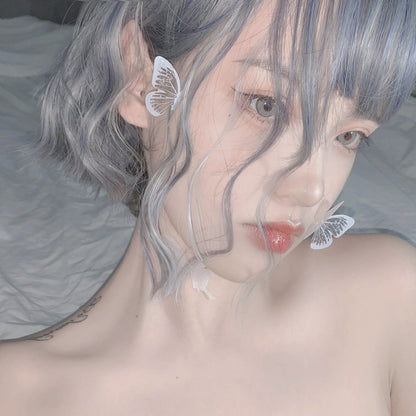 Harajuku blue gray short curly hair wig PL51474