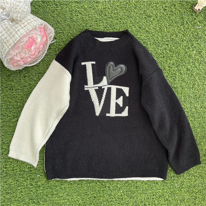 Pink Heart Letter Embroidered Sweater  P1052