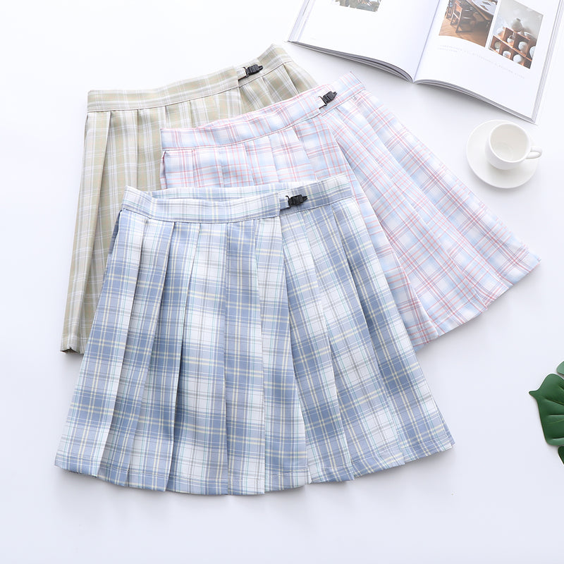 Plaid pleated skirt + tie PL50419