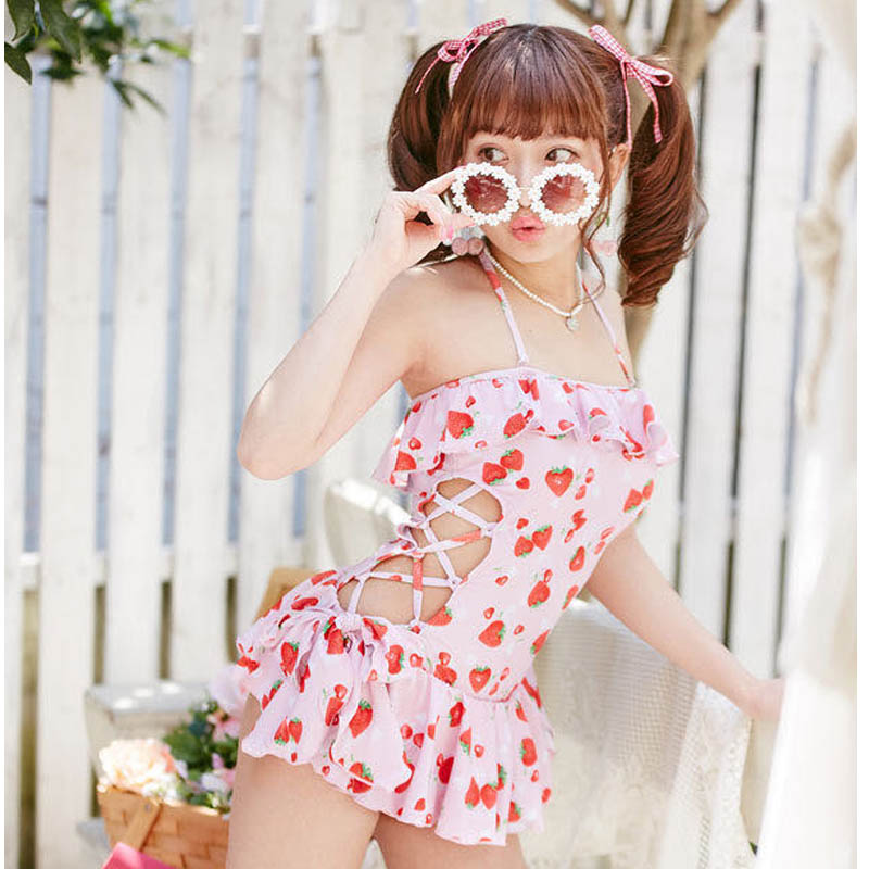 Cute strawberry one-piece swimsuit PL51381