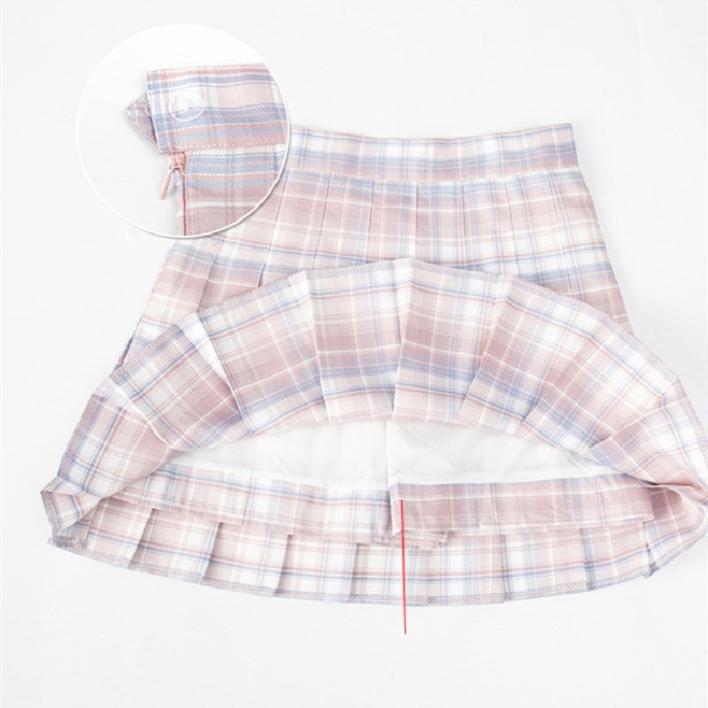 Color plaid jk pleated skirt PL51620