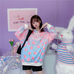 Peach Print Bat Sleeve Hoodie PL20883