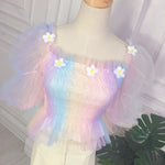 Rainbow gradient butterfly love top PL51488