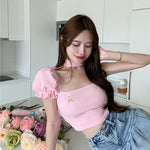 Pink rabbit embroidered halterneck top PL51738