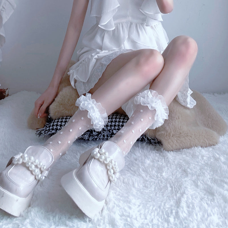 Lolita white lace socks PL51752