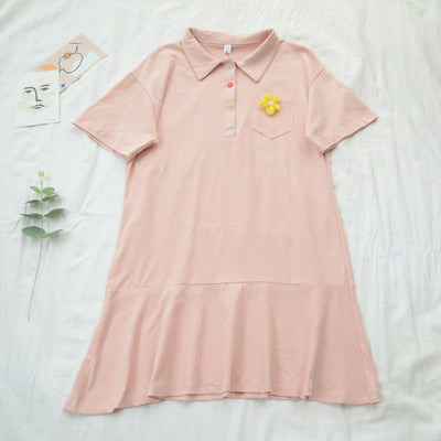 Lapel short-sleeved dress PL20625