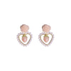 Lovely pink rose pearl love earrings PL51762