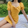 YELLOW SQUARE NECK DRESS  PL52275