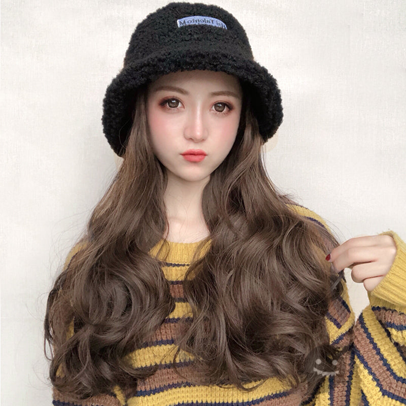 Hat long curly hair wig PL50106