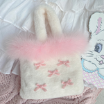 Bowknot pink plush handbag PL52137