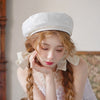 White pearl mesh beret PL51894