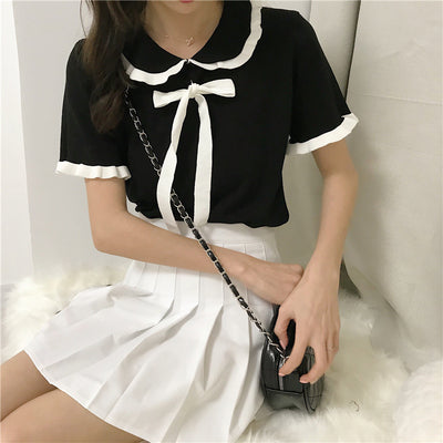 Doll collar tie t-shirt PL20429