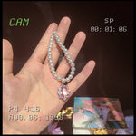 Pink rhinestone pearl clavicle chain PL51831