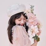 White pearl mesh beret PL51894