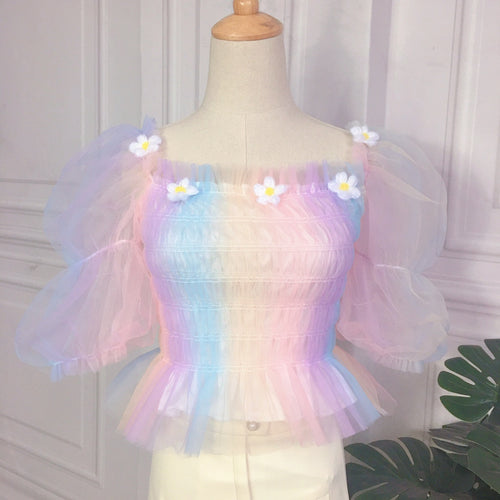 Rainbow gradient butterfly love top PL51488