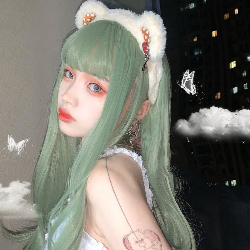 Lolita light green long straight wig PL51735