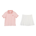 Cute peach blossom T-shirt + white pleated skirt PL51574