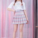 Color plaid jk pleated skirt PL51620