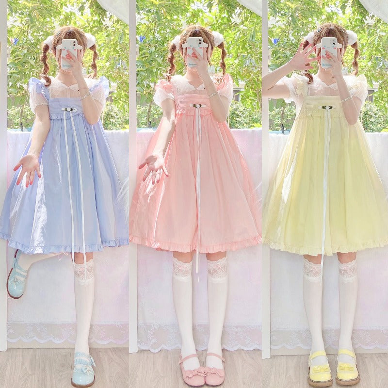 Cute colorful suspender skirt PL51412