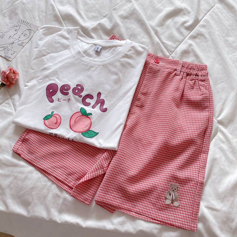 Cute peach blossom print T-shirt PL51688