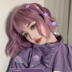 Purple short curly wig PL50504