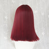 Wine red short straight hair PL20654