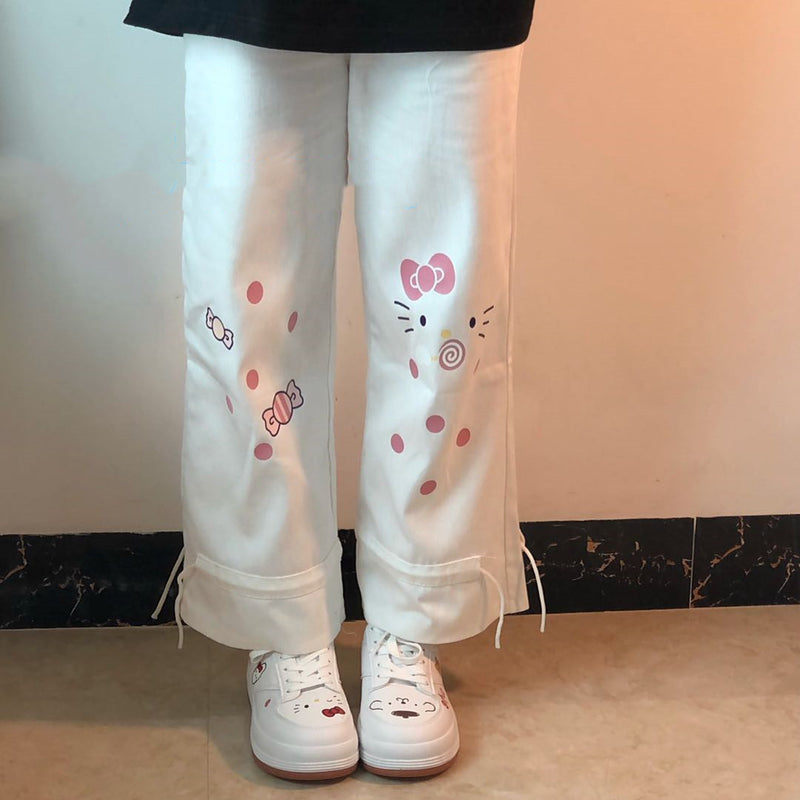 white Cartoon trousers  PL52444