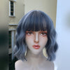 Harajuku blue gray short curly hair wig PL51474