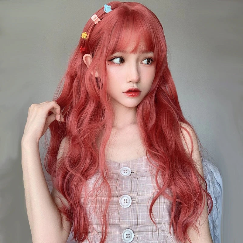 Orange Red Long Curly Wig PL50770