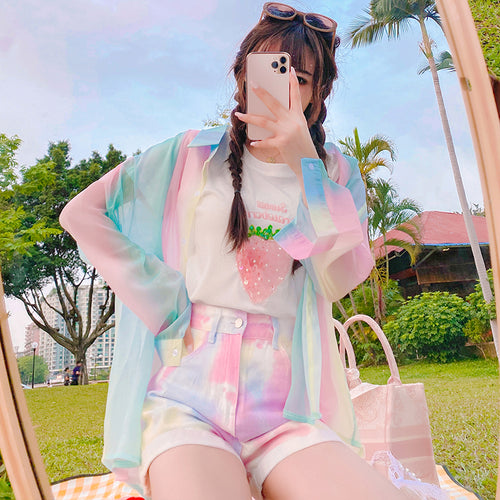 Tie-Dye Gradient Chiffon Shirt  PL52284