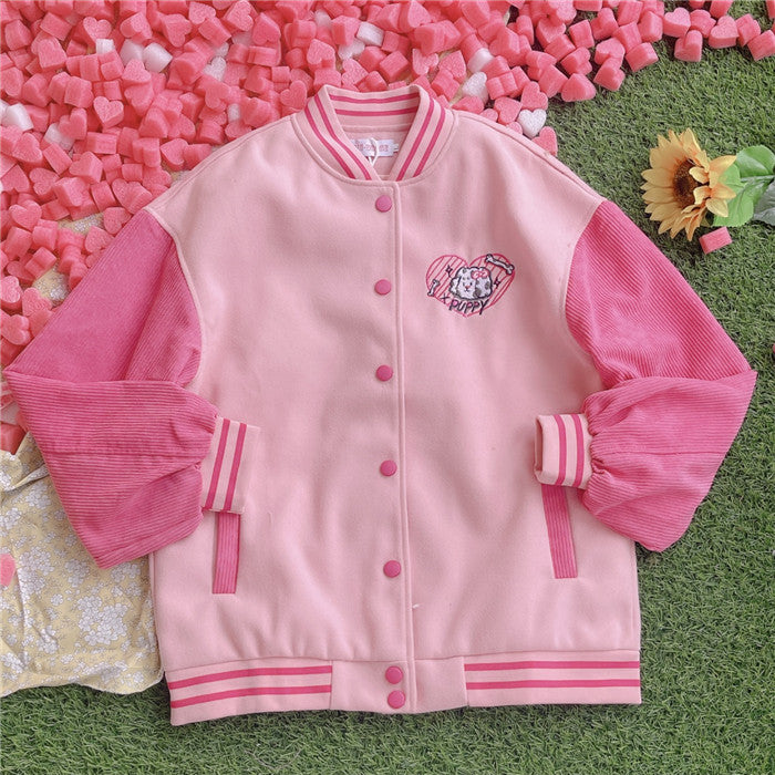 Pink Cartoon Embroidered Jacket  PL52778