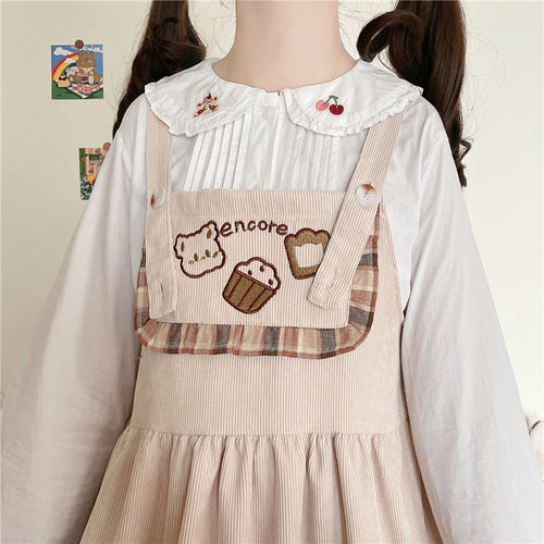 Cute Bear Embroidered Sling Dress PL51385