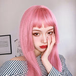 Pink long straight wig PL50472