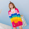 Winter rainbow colorblock cardigan sweater PL20822