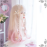 Lolita Gold Pink Long Curly Wig PL51736