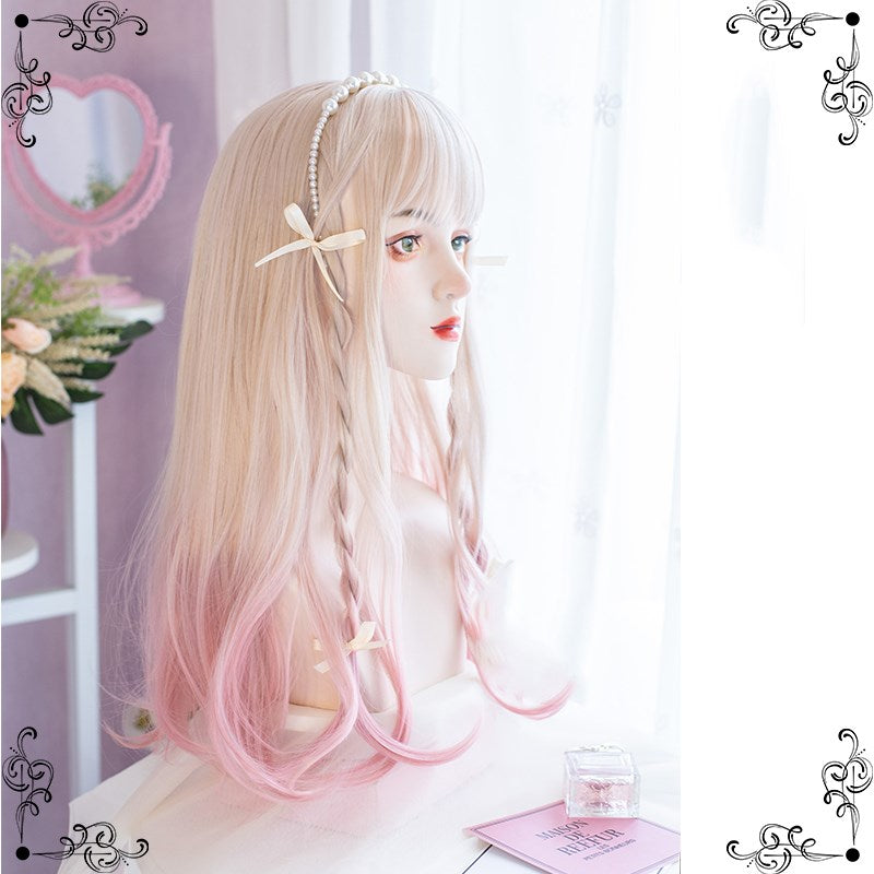 Lolita Gold Pink Long Curly Wig PL51736