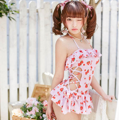 Cute strawberry one-piece swimsuit PL51381