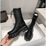 Black + white mid-tube boots PL51177