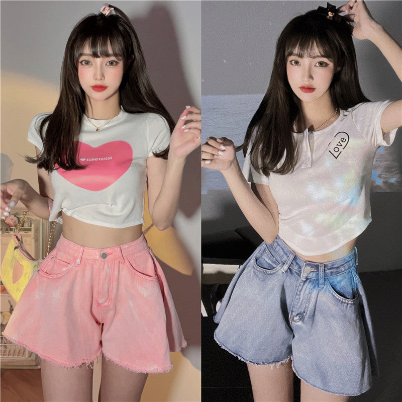 Lovely loose denim shorts PL51681