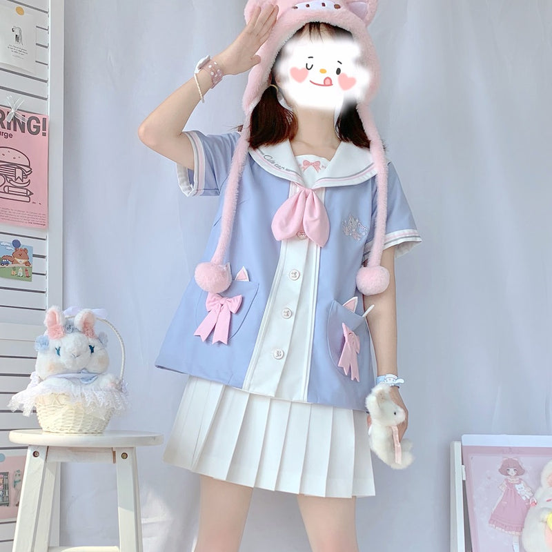 Cute blue uniform set + bag PL51826