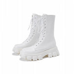 Black + white mid-tube boots PL51177